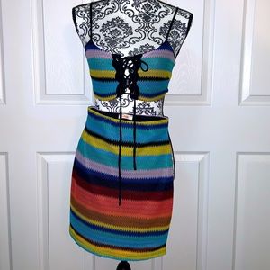 Colorful two piece skirt set